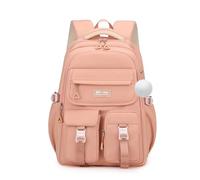 FANDARE Backpack for Teenagers Large Capacity School Travel Bag with Plush Pendant Waterproof 25L Casual Daypack for 4-9 Grade Students Daily Commute Outdoor Trips Pink