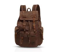 FANDARE Backpack Hiking Daypacks Computers Laptop Rucksack Satchel Bookbag Mountaineering Multi-function Vintage Canvas Bag Women and Men Brown(Size: Large