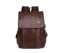 FANDARE Backpack Waterproof PU Daypack with USB for 15.6 inch Laptop Teens College Bag Men Field Pack High School Bag Knapsack Outdoor Travel Camping Hiking Rucksack Infantry Pack Dark Brown