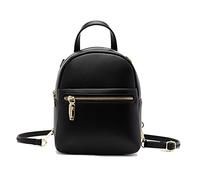 FANDARE Backpack Womens, Fashion Ladies Backpack, Women's Small Rucksack, Lightweight PU Leather Mini Rucksack, Simple Solid Colour Daypack for Casual Travel, Work, College Black