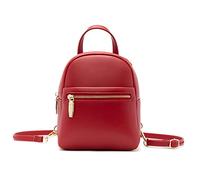 FANDARE Backpack Womens, Fashion Ladies Backpack, Women's Small Rucksack, Lightweight PU Leather Mini Rucksack, Simple Solid Colour Daypack for Casual Travel, Work, College Red