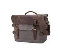 FANDARE Briefcase for Men Men's Messenger Bag Large Laptop Bag Waxed Canvas Briefcase Men's Shoulder Bags Laptop Work Document Bag for Work School Travel Daily Use Multiple Pocket Light Gray