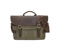 FANDARE Briefcase for Men Men's Messenger Bag Large Laptop Bag Waxed Canvas Briefcase Men's Shoulder Bags Laptop Work Document Bag for Work School Travel Daily Use Multiple Pocket Green