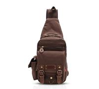 FANDARE Brown Canvas Sling Bag, Unisex-Adults, Women, Sling, 18x6x26cm, L