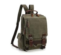 FANDARE Canvas Backpack Unisex Medium Size Casual Shoulder Bags Army Green | vintage convertible rucksack & shoulder bag, travel cross body sling bag, casual daypack for work, hiking & outdoor