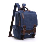 FANDARE Canvas Backpack Unisex Medium Size Casual Shoulder Bags Dark Blue | vintage convertible rucksack & shoulder bag, travel cross body sling bag, casual daypack for work, hiking & outdoor
