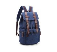 FANDARE Canvas Backpack-Unisex Travel Work & College Daypack Blue | vintage 15.6 inch laptop rucksack with multi-pockets, drawstring closure & premium microfiber leather pullers