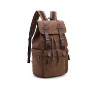 FANDARE Canvas Backpack-Unisex Travel Work & College Daypack Coffee | vintage 15.6 inch laptop rucksack with multi-pockets, drawstring closure & premium microfiber leather pullers