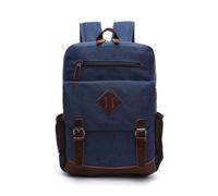 FANDARE Canvas Backpack Vintage Rucksack for Men Women Blue | multiple pockets, leather accents, lightweight, travel daypack, work commute college hiking, large capacity, sturdy straps