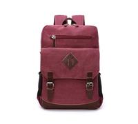 FANDARE Canvas Backpack Vintage Rucksack for Men Women Red | multiple pockets, leather accents, lightweight, travel daypack, work commute college hiking, large capacity, sturdy straps