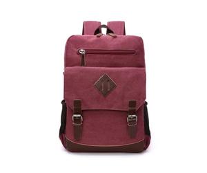 FANDARE Canvas Backpack Vintage Rucksack for Men Women Red | multiple pockets, leather accents, lightweight, travel daypack, work commute college hiking, large capacity, sturdy straps