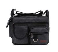 FANDARE Canvas Crossbody Bag Messenger Bag Satchel Shoulder Bag Working Bag Bookbag Briefcase for Men and Women Black