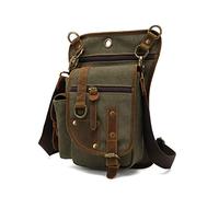 FANDARE Canvas Drop Leg Bag Hiking Waist Pack Sling Crossbody Bag Shoulder Backpack Men Women Chest Daypacks for Outdoor Motorcycle Tactical Riding Cycling Hiking Fishing Travel Fanny Pouch Green
