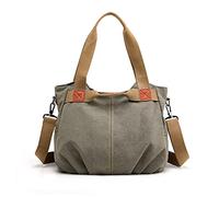 FANDARE Canvas Handbags Women Shoulder Bags Vintage Messenger Crossbody College Tote Bag for Shopping Office Holiday Green B