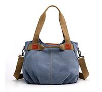 FANDARE Canvas Handbags Women Shoulder Bags Vintage Messenger Crossbody College Tote Bag for Shopping Office Holiday Blue C