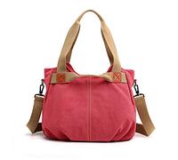 FANDARE Canvas Handbags Women Shoulder Bags Vintage Messenger Crossbody College Tote Bag for Shopping Office Holiday Red