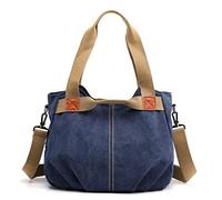 FANDARE Canvas Handbags Women Shoulder Bags Vintage Messenger Crossbody College Tote Bag for Shopping Office Holiday Blue A