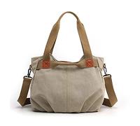 FANDARE Canvas Handbags Women Shoulder Bags Vintage Messenger Crossbody College Tote Bag for Shopping Office Holiday Khaki