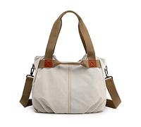 FANDARE Canvas Handbags Women Shoulder Bags Vintage Messenger Crossbody College Tote Bag for Shopping Office Holiday White