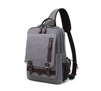 FANDARE Canvas Sling Bag Chest Shoulder Bag Small Daypacks Retro Men's Shoulder Crossbody Bag Personal Flex Bag for Work Professional Business Travel Daily College Use Satchel Bag Grey B