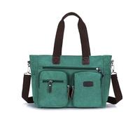 FANDARE Canvas Tote Handbag for Men Women 14 Inch Laptop Work Top-Handle Shoulder Bag Waterproof Multi Pocket Casual Daily Travel Crossbody Bag for Office School Messenger Bags peacock blue