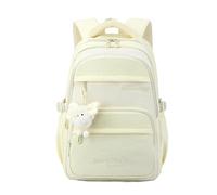 FANDARE Cartoon Children School Backpack Teens Girls Elementary Middle Bookbag with Plush Toy & Cute Embroidery Boys Casual Daypacks for Daily Use Outdoor Travel Campus Yellow