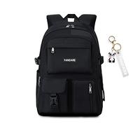 FANDARE Casual Backpack Girl School Bag Boy Daypacks Large Laptop Bag fit 15.6 inch Laptop College Travel Rucksack Waterproof Polyester New Black