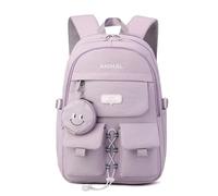 FANDARE Casual Backpack with Coin Purse, Trendy Bookbag Middle High School School Bag for 5-14 Years Versatile Daypack for Girls Boys Daily Use Travel Campus Purple