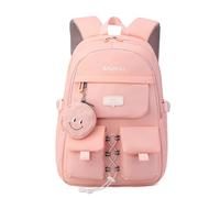 FANDARE Casual Backpack with Coin Purse, Trendy Bookbag Middle High School School Bag for 5-14 Years Versatile Daypack for Girls Boys Daily Use Travel Campus Pink
