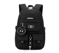 FANDARE Casual Backpack with Coin Purse, Trendy Bookbag Middle High School School Bag for 5-14 Years Versatile Daypack for Girls Boys Daily Use Travel Campus Black