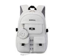 FANDARE Casual Backpack with Coin Purse, Trendy Bookbag Middle High School School Bag for 5-14 Years Versatile Daypack for Girls Boys Daily Use Travel Campus Grey
