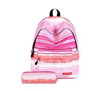 FANDARE Casual Daypack Backpacks Kids' Backpacks School Bag for Girls High School Teens Knapsack Women Travel Laptop Rucksack College Bookbag with Pencil Case Pouch Waterproof Polyester Pink
