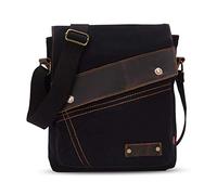 FANDARE Casual Shoulder Crossbody Bag Canvas Messenger Pack for 7.9 inch Tablet Men Woemn Satchel Schoolbag Briefcase for Men Women Commute College Campus Cycling Hiking Outdoor Travel Black