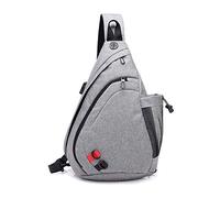 FANDARE Chest Sling Shoulder Backpacks Lightweight Hiking Crossbody Bag Boys Girls Sling Pack with USB charging port Multipurpose Daypacks for Teens School Outdoor Travel Cycling Running Climbing Gray