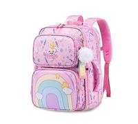FANDARE Children Backpack 3-6 Grade Backpack 3D Cute Cartoon Schoolbag for Kids Backpack Children's School Bags for Girls Boys Daughter Son Outing Daypacks with Plush Accessories Pink