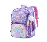 FANDARE Children Backpack 3-6 Grade Daypacks 3D Cute Cartoon Schoolbag for Kids Backpack Children's School Bags for Girls Boys Daughter Son Outing with Plush Accessories & Reflective Strips Purple
