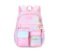 FANDARE Children Backpack 3-6 Grade School Backpack Cute Child Schoolbag Kids Primary School Backpack Children's School Bags for Girls Boys Daughter Son Outing Casual Daypacks Galaxy Pink