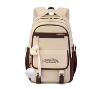 FANDARE Children Backpack for School, Cute Elementary School Bag, Teens Bookbag with Large Capacity for Preschool (3-12 Years Old) Boys & Girls with Plush Decor Daypacks Yellow Brown