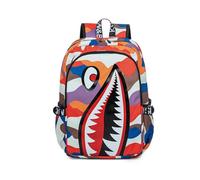 FANDARE Children Backpacks Kids Shark Print School Bag Breathable Spine Protection Bookbags Backpack Rucksack Multi Compartment Daypack for Primary Boys Girls Travel Outdoor Camping