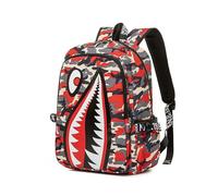 FANDARE Children Backpacks Kids Shark Print School Bag Breathable Spine Protection Bookbags Backpack Rucksack Multi Compartment Daypack for Primary Boys Girls Travel Outdoor Camping