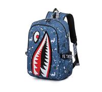 FANDARE Children Backpacks Kids Shark Print School Bag Breathable Spine Protection Bookbags Backpack Rucksack Multi Compartment Daypack for Primary Boys Girls Travel Outdoor Camping