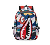 FANDARE Children Backpacks Kids Shark Print School Bag Breathable Spine Protection Bookbags Backpack Rucksack Multi Compartment Daypack for Primary Boys Girls Travel Outdoor Camping