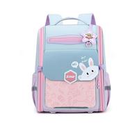 FANDARE Children Backpacks Simple Modern Toddler Backpack for School Girls Boys Kindergarten Elementary Kids Student School Bag with Reflective Strips Casual Daypack with Rabbit Pattern Grey Blue