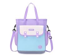 FANDARE Children's Backpack 3-in-1 Style Crossbody Bag Backpack Tote Handbag Girl Boys Color-Blocking Daypack British Style Bookbag for Elementary School Bags Primary Student Schoolbag Purple Blue