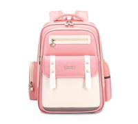 FANDARE Children's Backpack for Boys Girls Kids Backpack British Style Burden-reducing Schoolbag Primary Middle School Bags Bookbags with Reflective Strips Casual Daypack for 3-6 Grade Pink