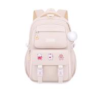 FANDARE Children's Backpacks for Boys Girls Elementary School backpack for Middle Elementary Student Teens Bookbag for Daughter Son Primary Junior Travel Casual Daypacks with Plush Pendant Beige White