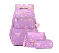 FANDARE Children's Backpacks with Lunch Bag & Pencil Case Youth Backpack for Boys Girls Elementary School Bag for Middle Student Teens Rucksacks Bookbag Primary Junior Travel Daypacks Purple