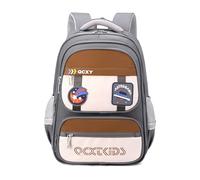 FANDARE Color Stitching Children Backpacks Simple Modern Toddler Backpack School Girls Boys Kindergarten Elementary Kids Student Backpack School Bag with Reflective Strips Casual Daypack Brown