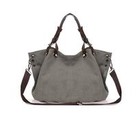 FANDARE Convertible Tote Bag Unisex Canvas Slouchy Shoulder Bag Large ruched bottom Crossbody Weekender Carryall Utility Top-Handle Handbag 15.6 Inch Laptop for Work Travel Office Beach Gray