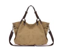 FANDARE Convertible Tote Bag Unisex Canvas Slouchy Shoulder Bag Large ruched bottom Crossbody Weekender Carryall Utility Top-Handle Handbag 15.6 Inch Laptop for Work Travel Office Beach Khaki